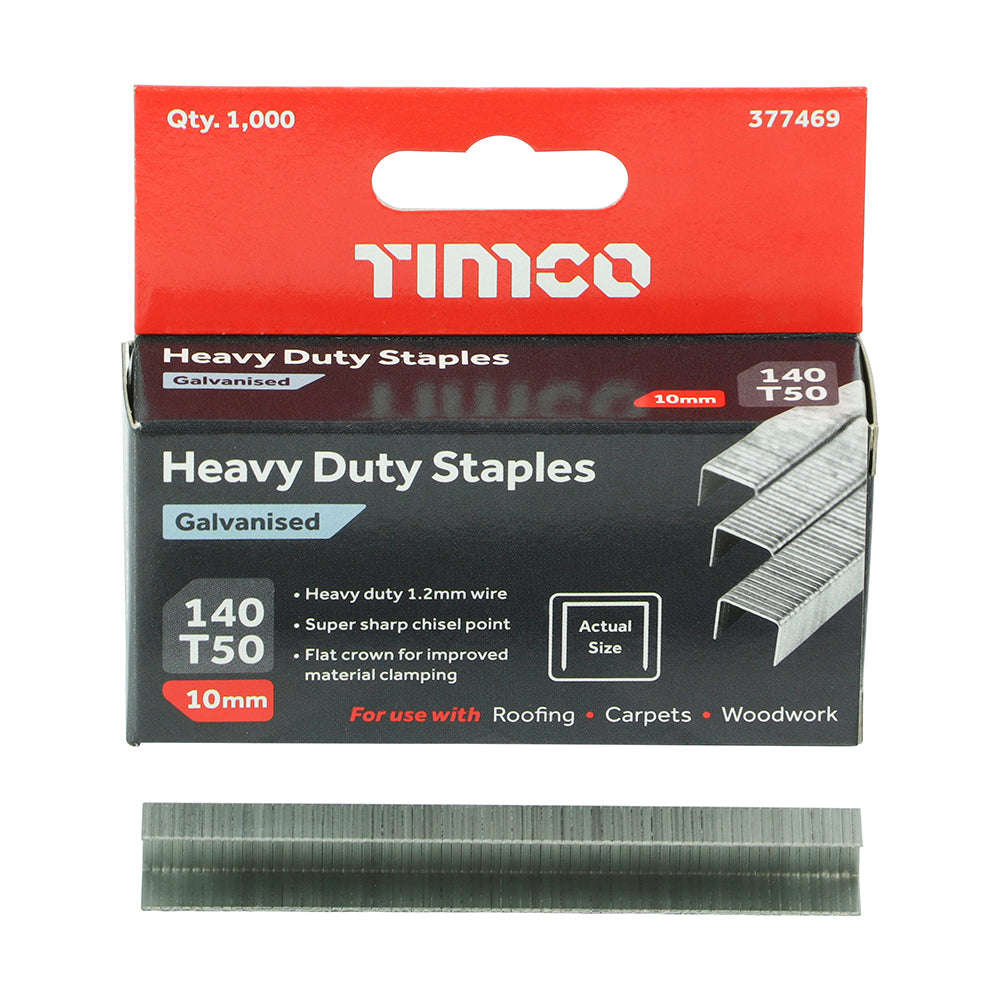 10mm Heavy Duty Staples - Chisel Point - Galvanised