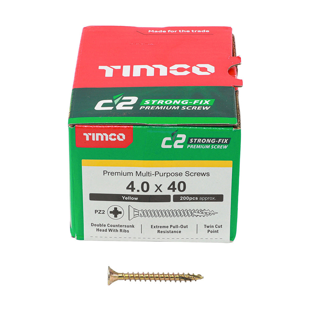 TIMCO - C2 Strong-Fix - PZ - Double Countersunk - Sharp Point - Yellow
