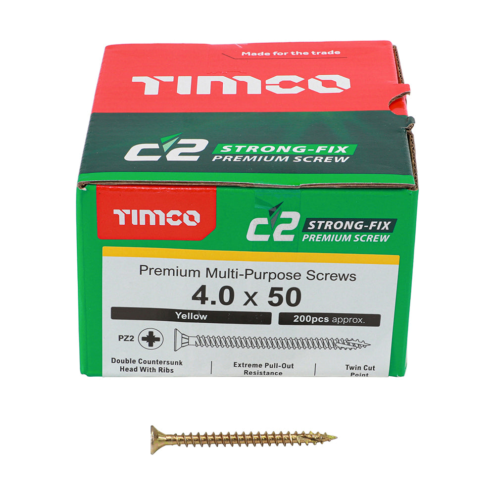 TIMCO - C2 Strong-Fix - PZ - Double Countersunk - Sharp Point - Yellow