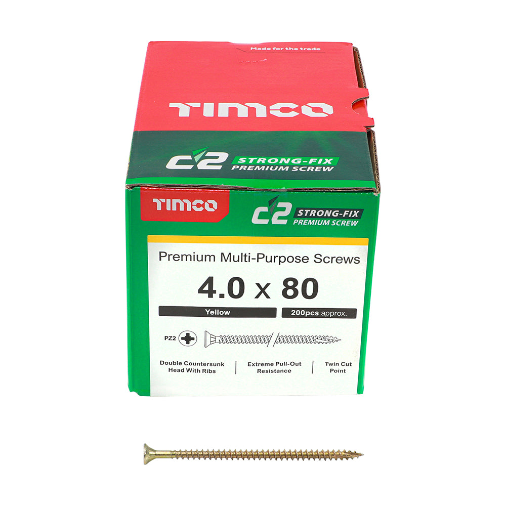 TIMCO - C2 Strong-Fix - PZ - Double Countersunk - Sharp Point - Yellow