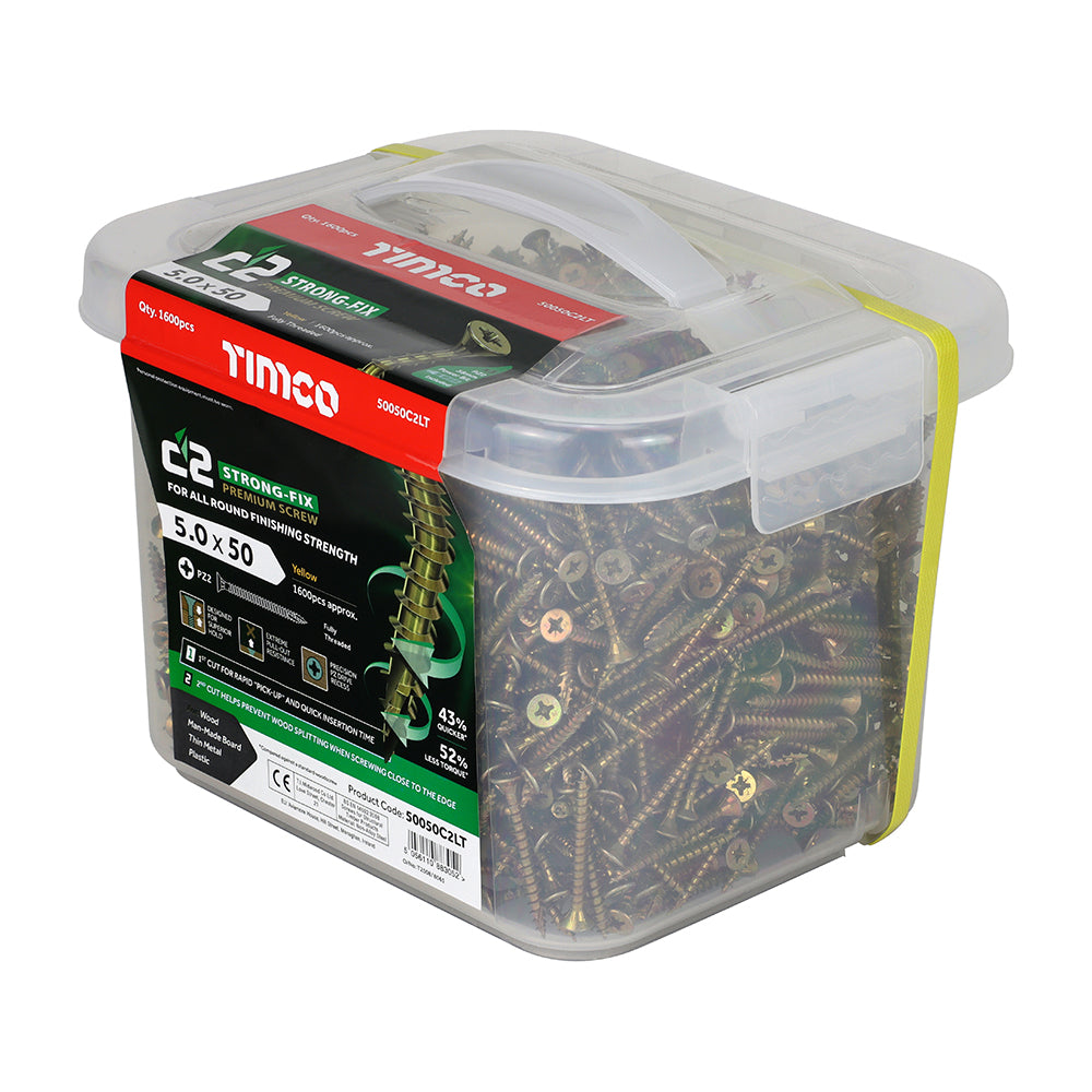 TIMCO - C2 Strong-Fix - PZ - Double Countersunk - Twin-Cut - Yellow - Tubs