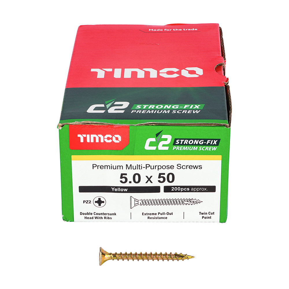 TIMCO - C2 Strong-Fix - PZ - Double Countersunk - Sharp Point - Yellow