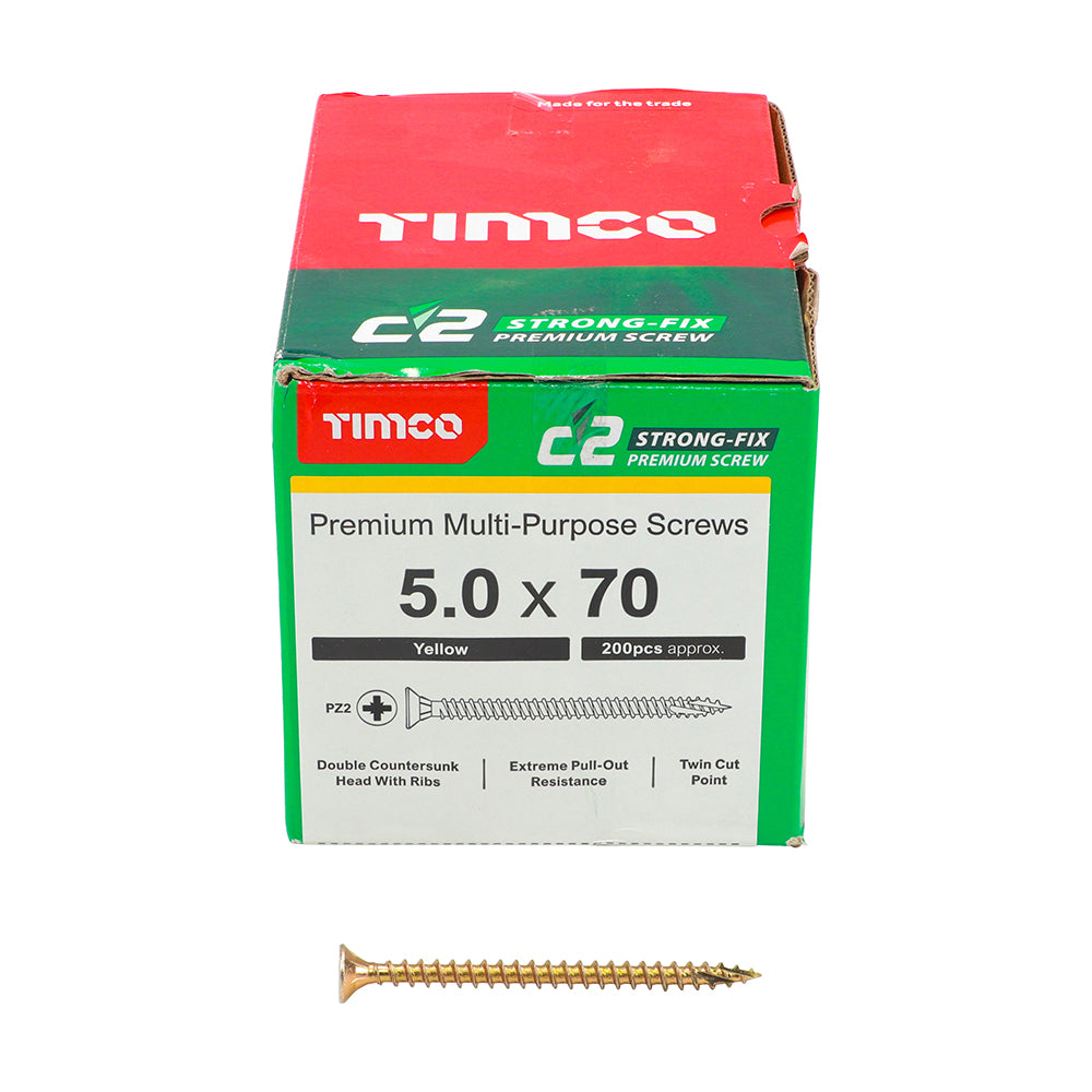TIMCO - C2 Strong-Fix - PZ - Double Countersunk - Sharp Point - Yellow