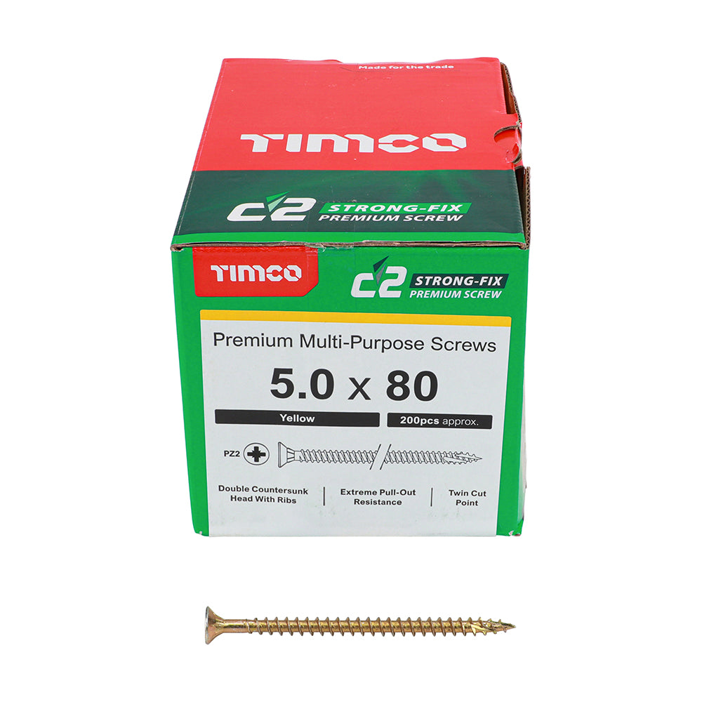 TIMCO - C2 Strong-Fix - PZ - Double Countersunk - Sharp Point - Yellow
