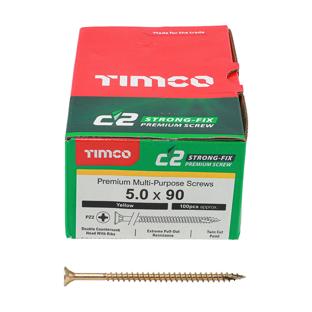 TIMCO - C2 Strong-Fix - PZ - Double Countersunk - Sharp Point - Yellow