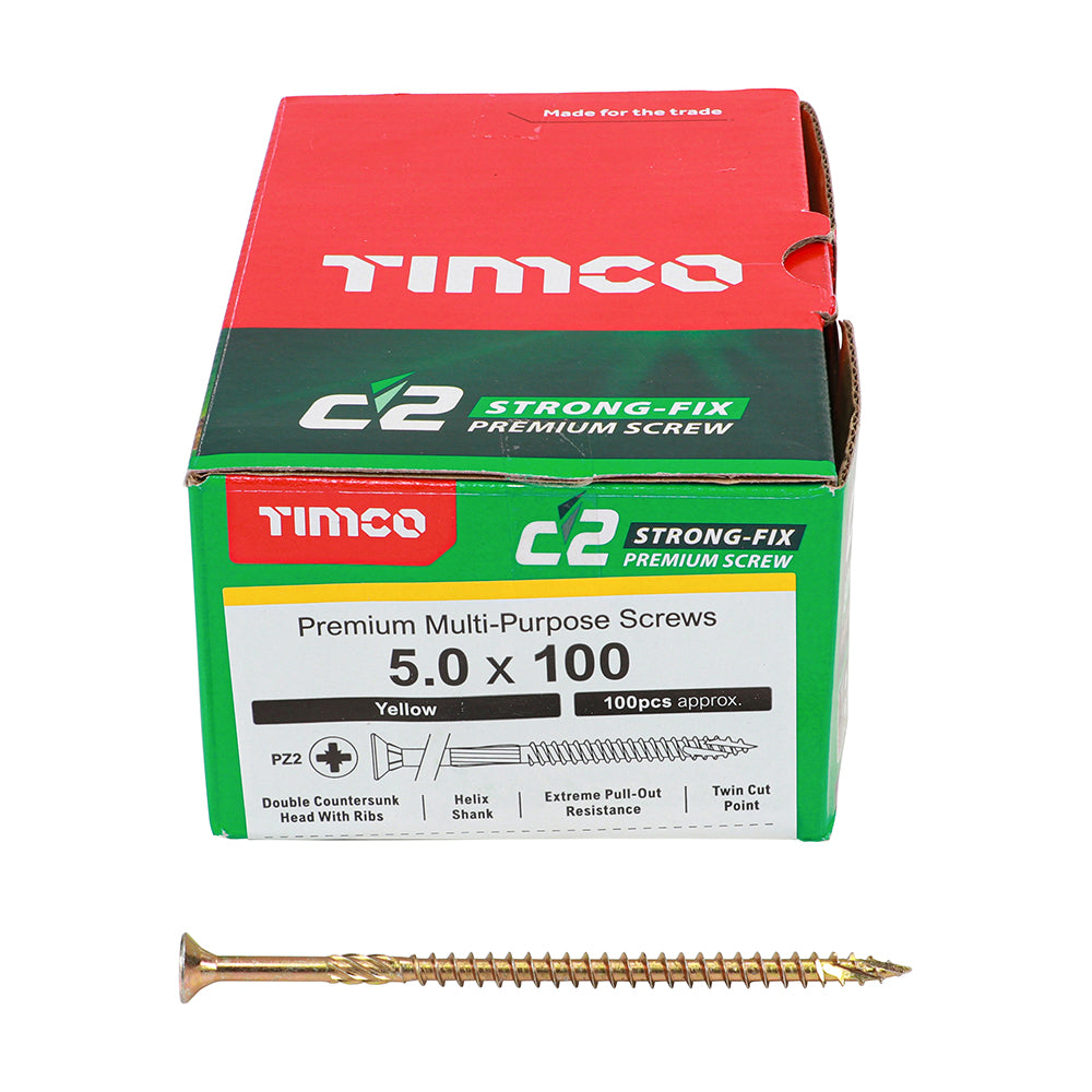 TIMCO - C2 Strong-Fix - PZ - Double Countersunk - Sharp Point - Yellow