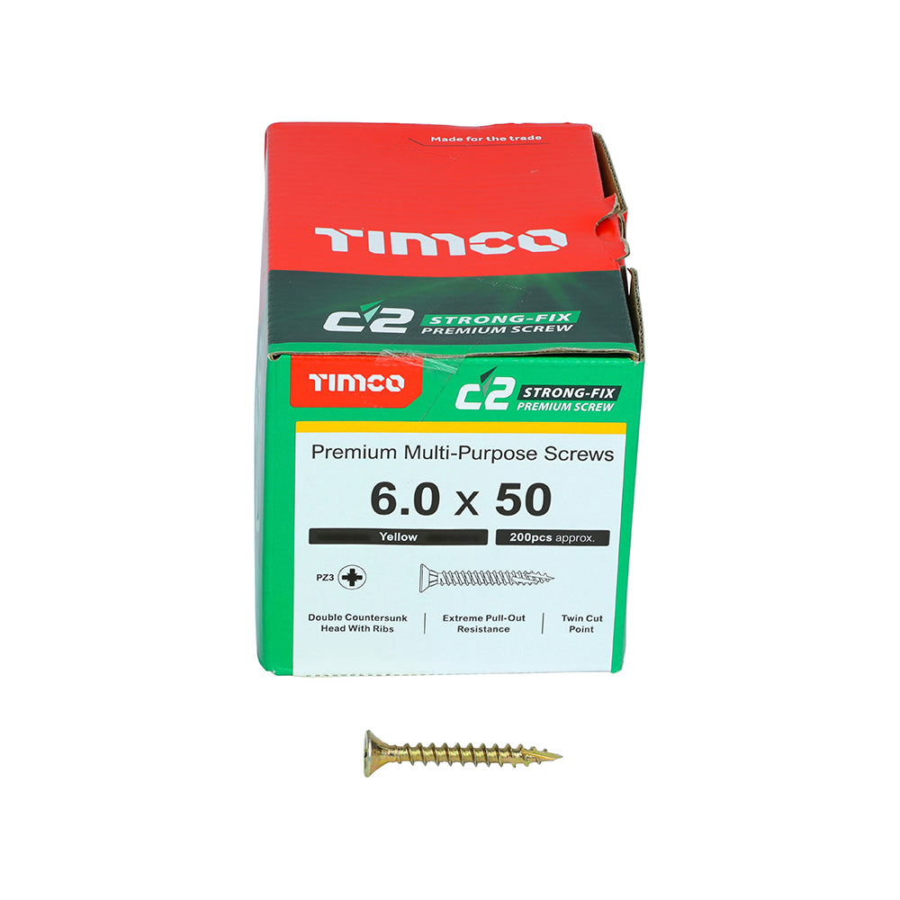 TIMCO - C2 Strong-Fix - PZ - Double Countersunk - Sharp Point - Yellow