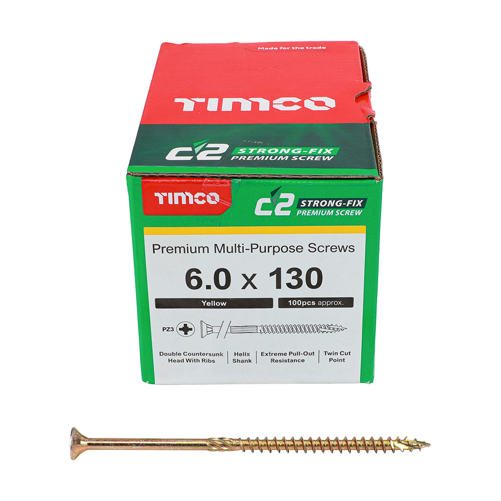 TIMCO - C2 Strong-Fix - PZ - Double Countersunk - Sharp Point - Yellow
