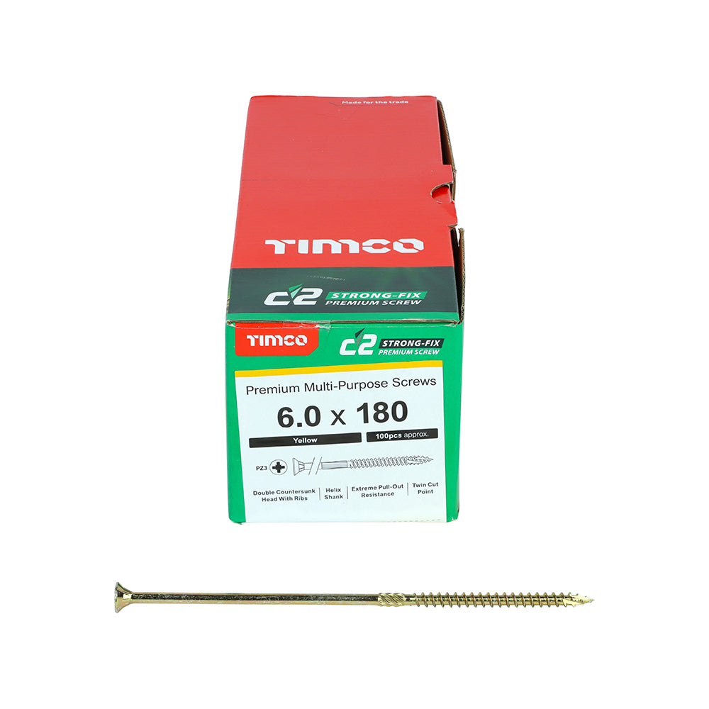 TIMCO - C2 Strong-Fix - PZ - Double Countersunk - Sharp Point - Yellow