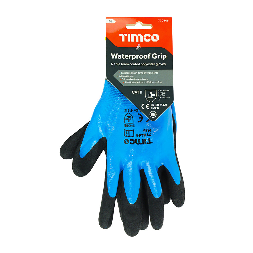 Timco Waterproof Grip Gloves - Sandy Nitrile Foam Coated Polyester