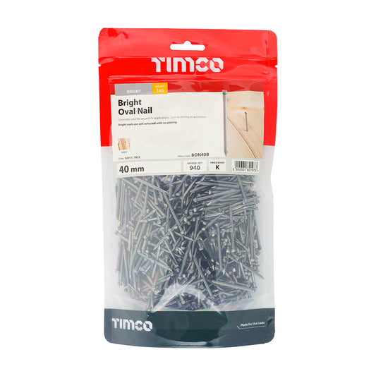 Oval Nails - Bright 40mm 1Kg