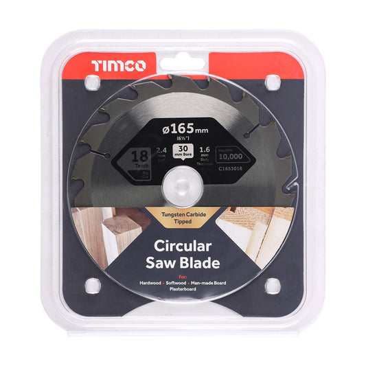 Circular Saw Blade - Combination - Medium 165 x 30/20/16 x 18T