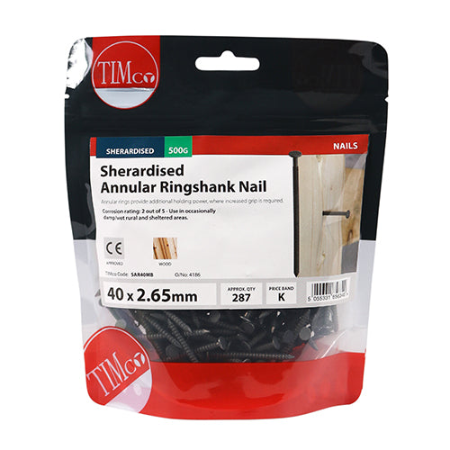 Annular Ringshank Nails - Sherardised 40mm x 2.65mm