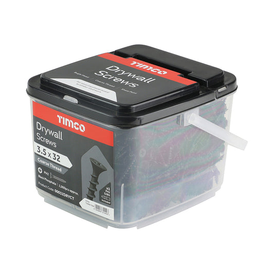 TIMCO - 2000 Tub 3.5 x 32mm Drywall Screws - PH - Bugle - Coarse Thread - Black