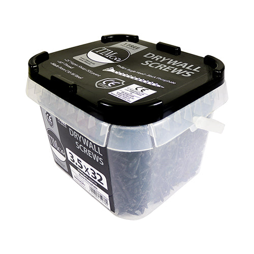 TIMCO - 1500 Tub 3.5 x 38mm Drywall Screws - PH - Bugle - Coarse Thread - Black