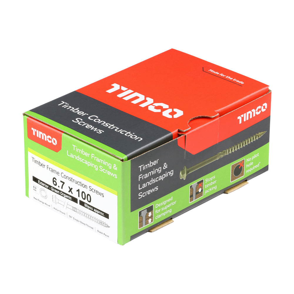 TIMCO - Timber Frame Construction & Landscaping Screws - Hex - Exterior - Green Organic