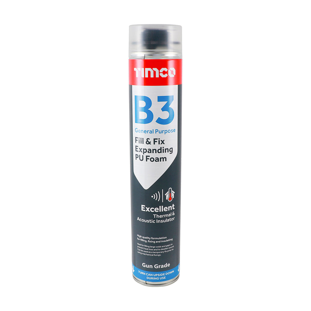 B3 General Purpose Fill & Fix Expanding PU Foam - Gun Grade 750ml