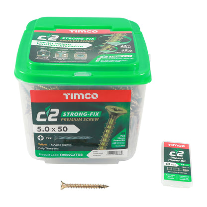 TIMCO - C2 Strong-Fix - PZ - Double Countersunk - Twin-Cut - Yellow - Tubs