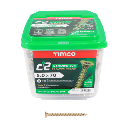 TIMCO - C2 Strong-Fix - PZ - Double Countersunk - Twin-Cut - Yellow - Tubs