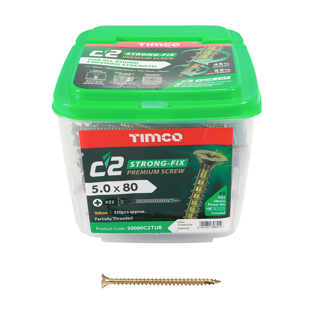 TIMCO - C2 Strong-Fix - PZ - Double Countersunk - Twin-Cut - Yellow - Tubs