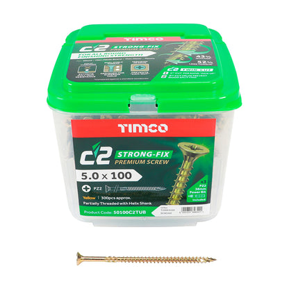TIMCO - C2 Strong-Fix - PZ - Double Countersunk - Twin-Cut - Yellow - Tubs
