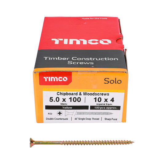TIMCO - Solo Chipboard & Woodscrews - PZ - Double Countersunk - Yellow