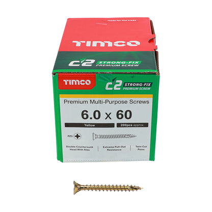 TIMCO - C2 Strong-Fix - PZ - Double Countersunk - Sharp Point - Yellow