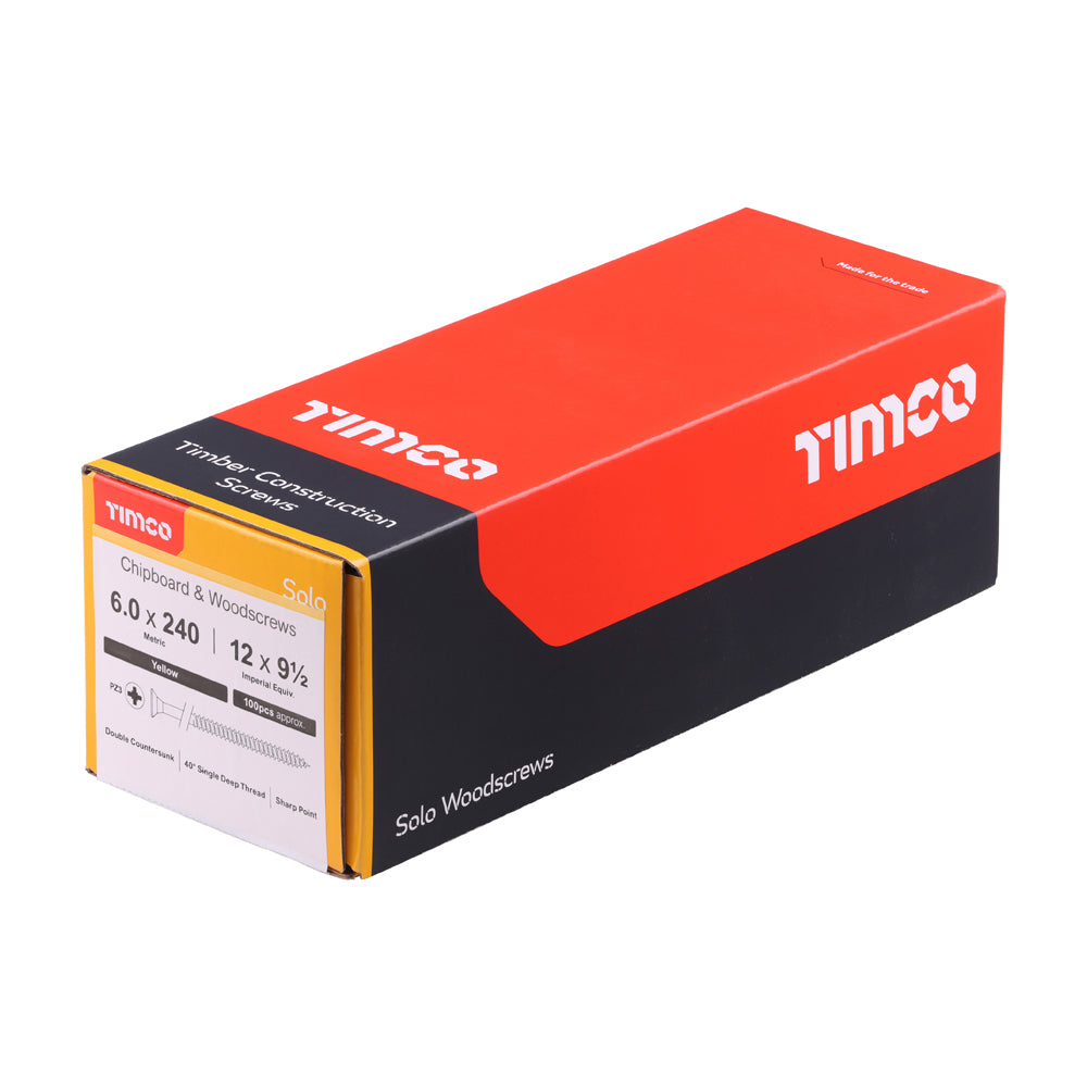 TIMCO - Solo Chipboard & Woodscrews - PZ - Double Countersunk - Yellow