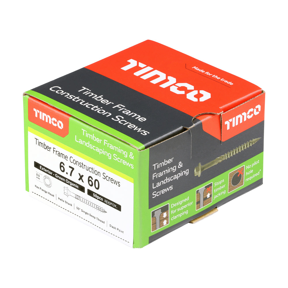 TIMCO - Timber Frame Construction & Landscaping Screws - Hex - Exterior - Green Organic
