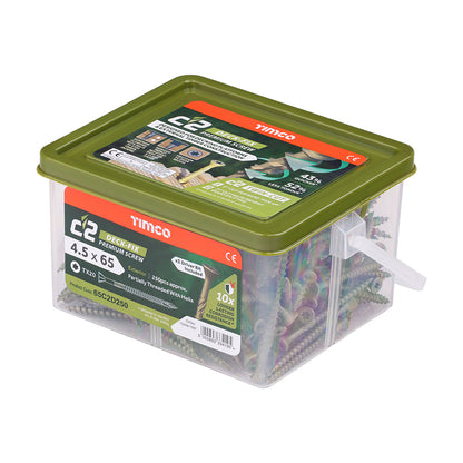 Timco C2 Deck-Fix - TX - Countersunk with Ribs - Twin-Cut - Green 4.5 x 65 Decking Screw (Tub of 250)