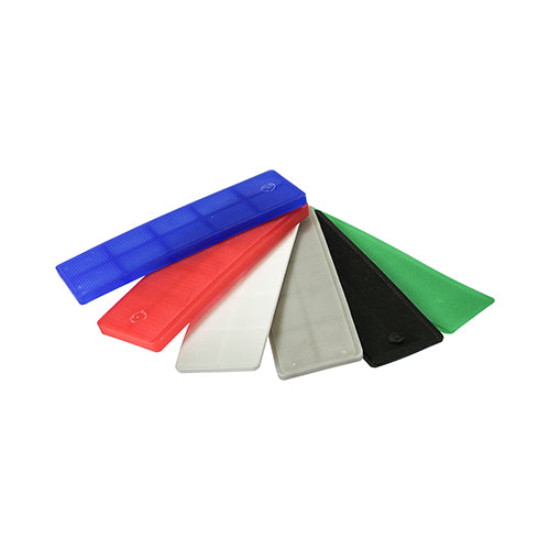Set of five colorful plastic packers on a white background