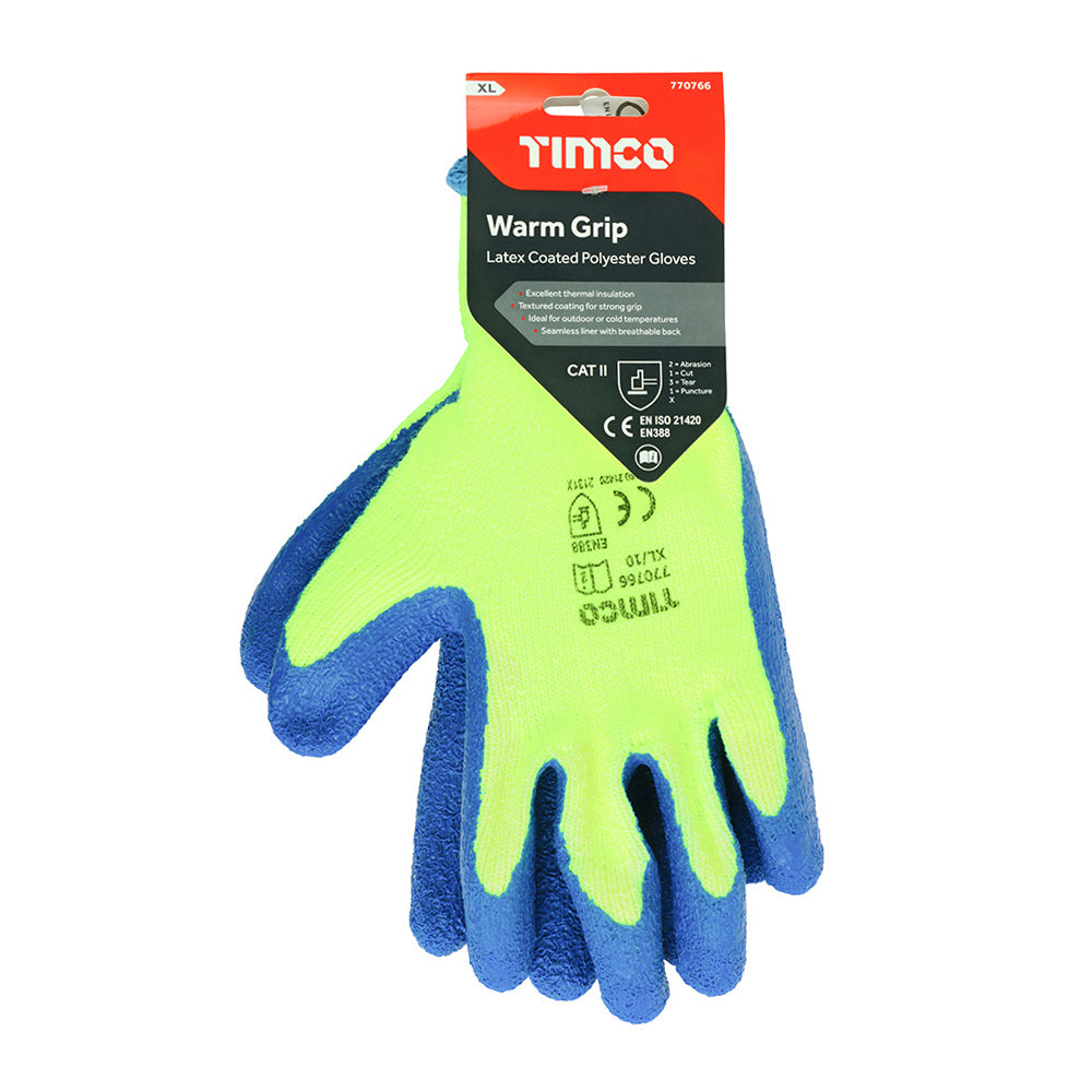 Timco Warm Grip Gloves Crinkle Latex Coated Polyester