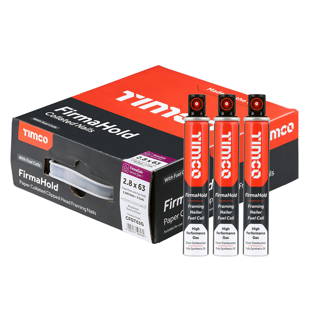 TIMCO FirmaHold nail and fuel cell packaging on a white background