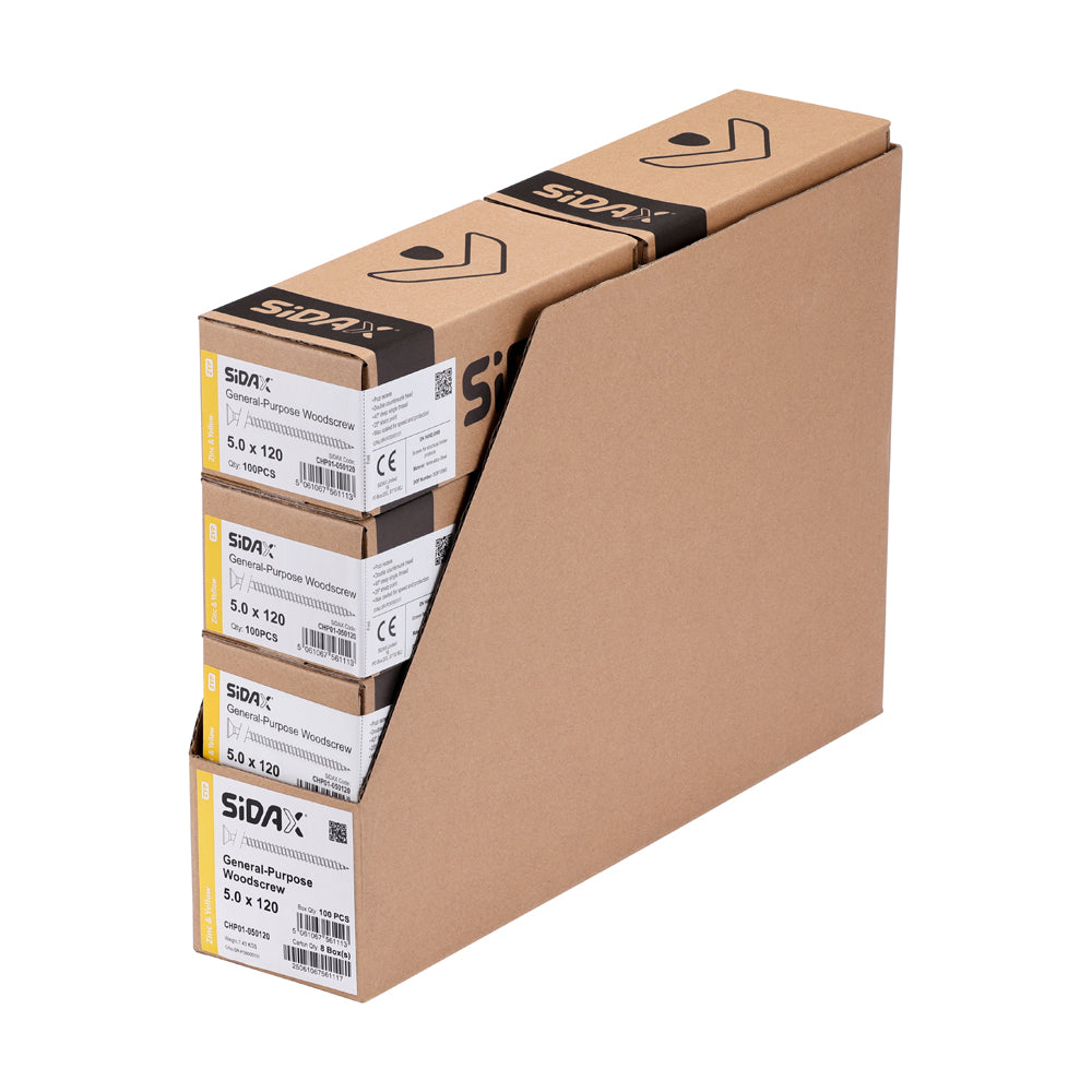 Stack of Sidax branded boxes on a white background