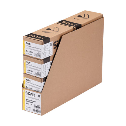 Stack of Sidax branded boxes on a white background