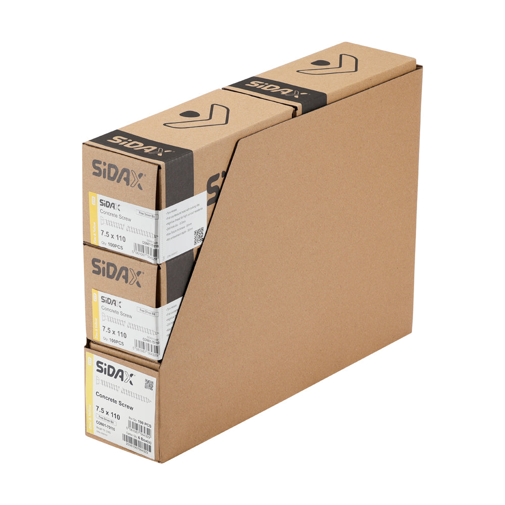Stack of Sidax cardboard boxes on a white background