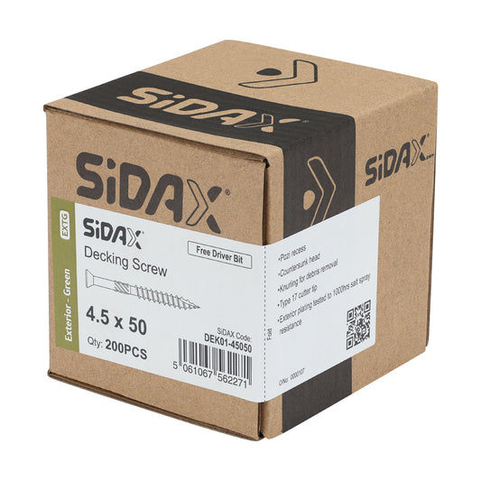 SiDAX - Decking Screws | PoziDrive PZ2 | Reduced Countersunk | Exterior Green Ruspert