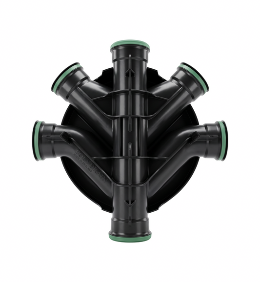 450mm Chamber Base - 4 x 110mm Side Inlets & 4 Blanking Plugs