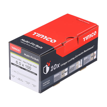 TIMCO - Multi-Fix Masonry Bolts - Hex Flange - Exterior - Silver