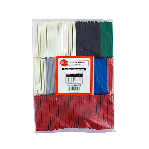 Pack of assorted plastic packers with a visible brand label on a white background