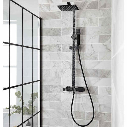 Nero Square bar shower with drencher and sliding handset