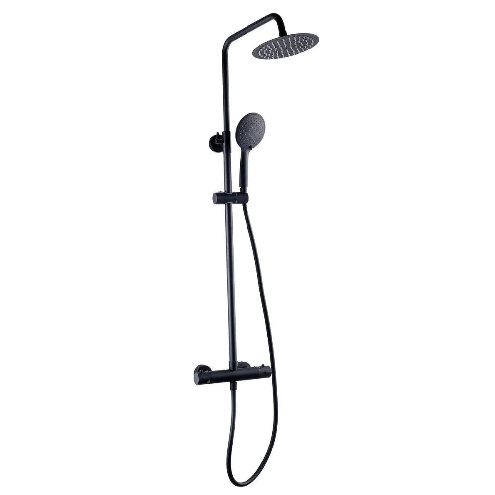 Nero Round bar shower with drencher and sliding handset