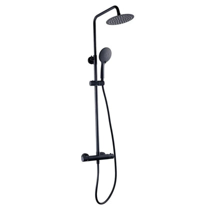 Nero Round bar shower with drencher and sliding handset