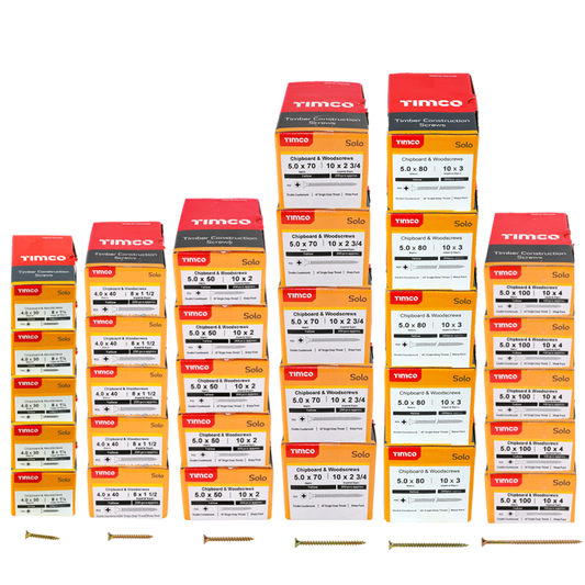 TIMCO - 5500pcs Solo Chipboard & Woodscrews - Mixed Pack - PZ - Double Countersunk - Yellow