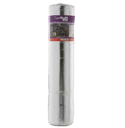 A roll of YBS Insulation SuperQuilt Lite multifoil insulation, designed for insulating roofs walls and floors
