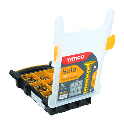 TIMCO - Solo Chipboard & Woodscrews - Mixed Tray - PZ - Double Countersunk - Yellow - 1200pcs