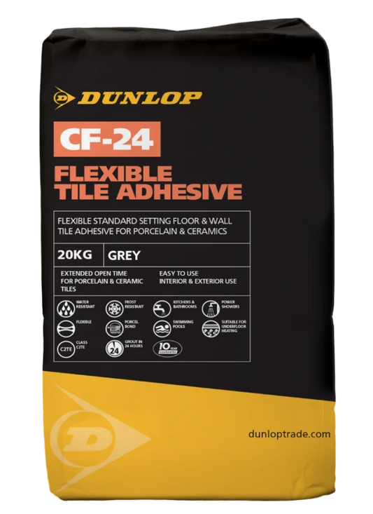 CF-24 Flexible Tile Adhesive is a C2TE classified water-resistant adhesive designed for fixing ceramic & porcelain tiles, providing flexible, long-lasting bonds
