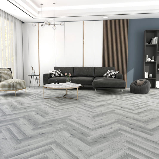 Estilo Hardcore Rigid Herringbone Click LVT - Arctic Grey  - 2.38m²