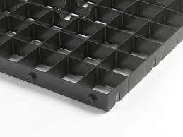 Black plastic grid on a white background