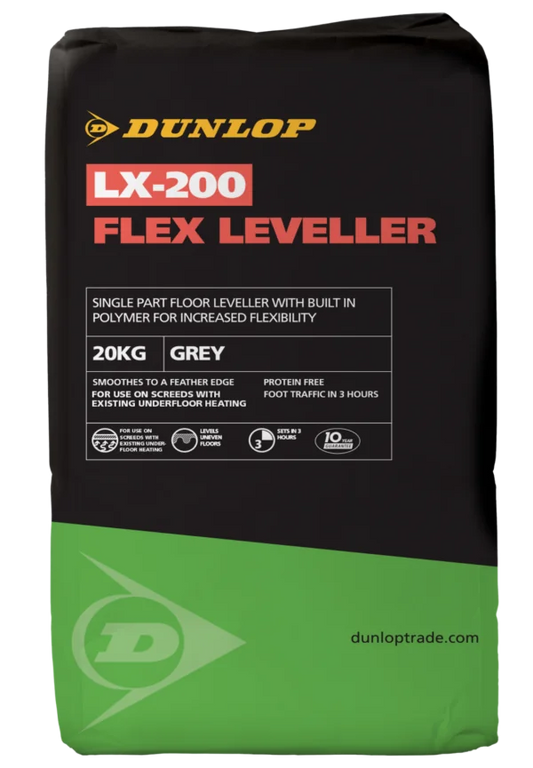 LX-200 Flex Leveller is a flexible, protein-free floor leveller designed for interior use from feather edge up to 5mm, or 5-20mm with aggregate. 